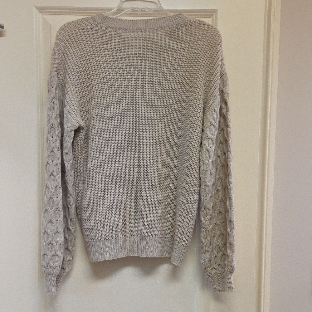 Cupshe Women's Cream Crew Neck Sweater - Picture 4 of 6